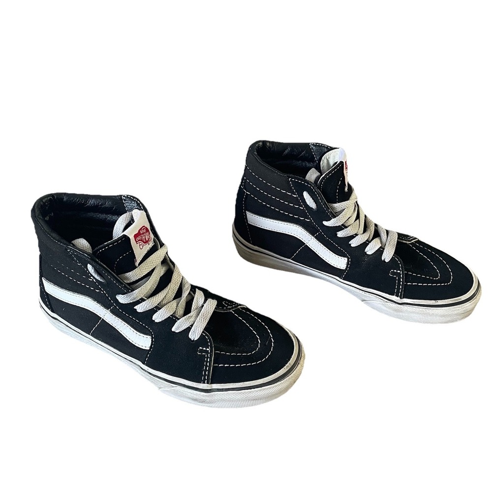 Vans off the Wall Sneakers Kids 13 Black White Hightop Suede Skate Shoe